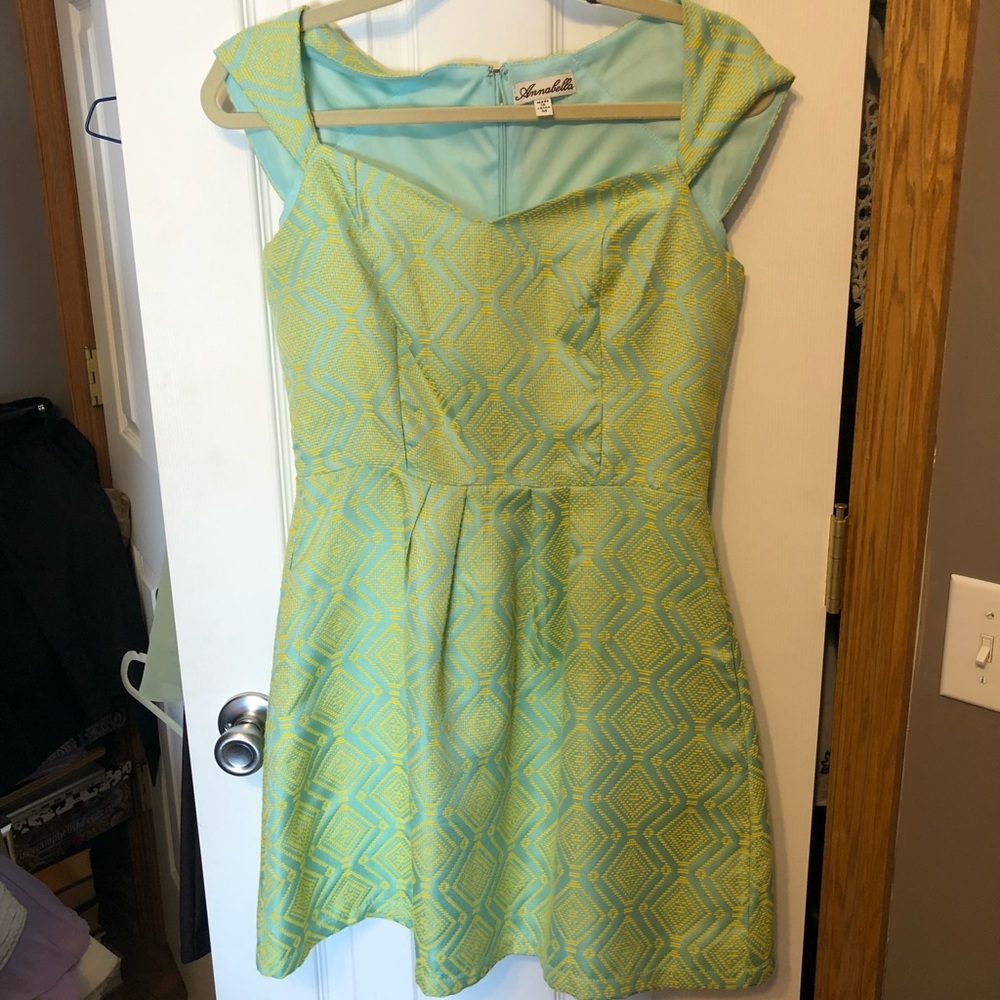 Yellow & Blue Dress w/ POCKETS